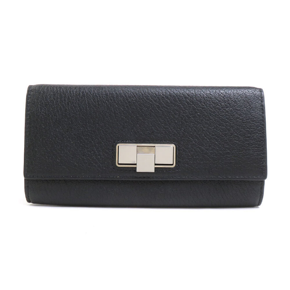 Bottega Veneta long wallet, leather, black and silver, men's, e62261a
